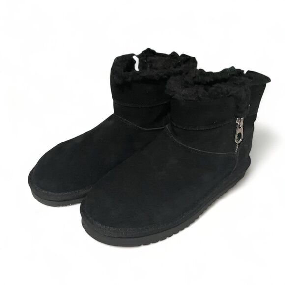 Koolaburra by UGG Aribel winter ankle Mini Boots side zipper‎ Black Suede SZ 6 - Picture 1 of 6